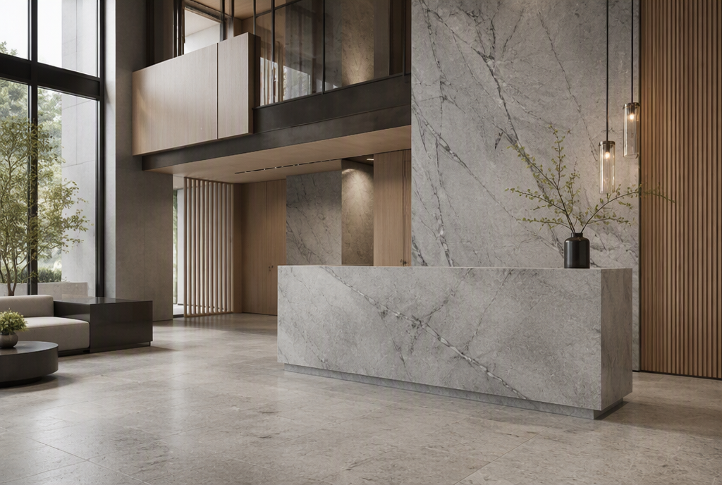 AI-generated concept preview: hotels & hospitality with natural stone surfaces